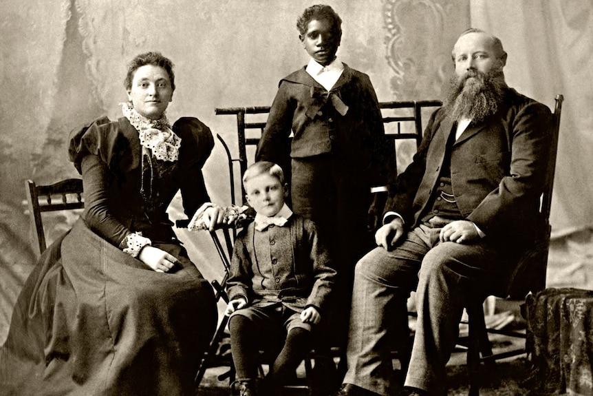 Douglas Grant with his adopted family in Sydney.