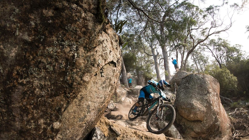 Enduro world champion Jerome Clementz of France riding the Blue Derby course