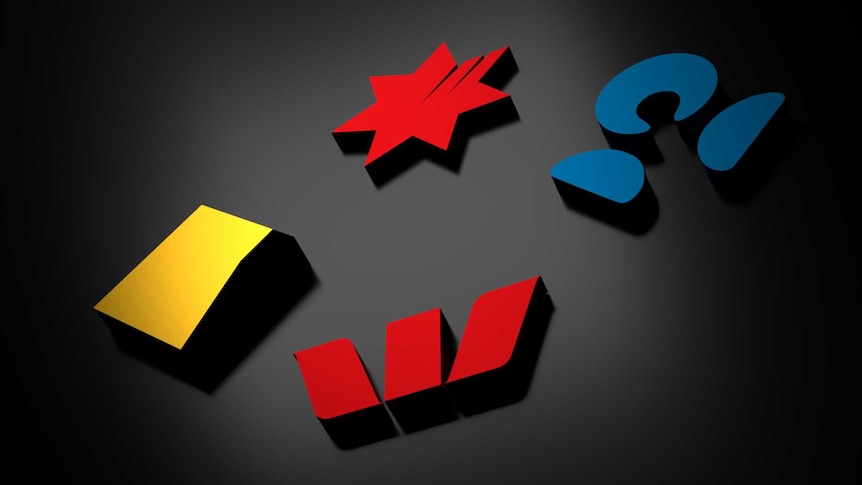 Logos of Australia's big four banks: Commonwealth Bank, Westpac, ANZ, and National.