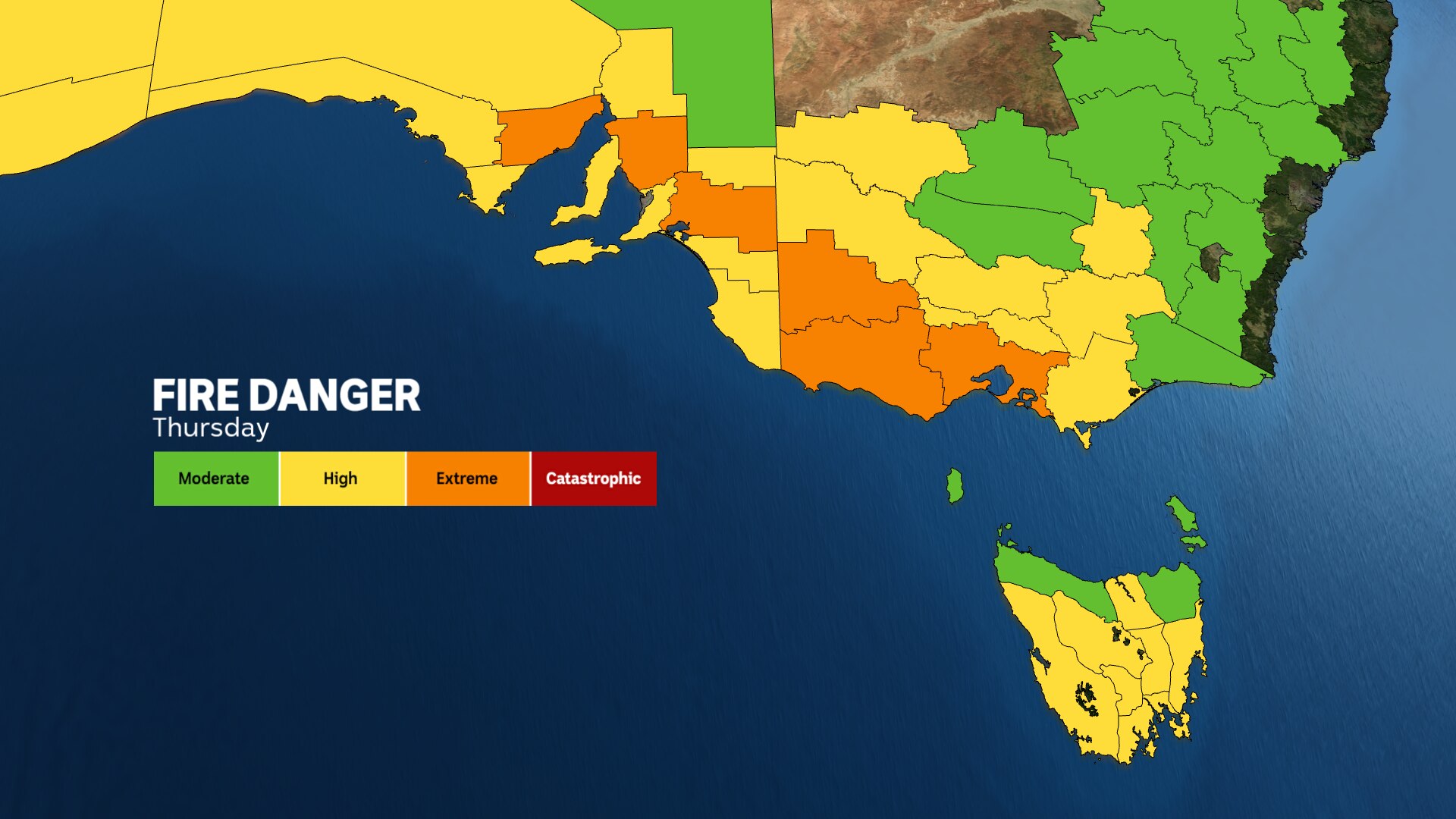 Map showing fire danger in Australia
