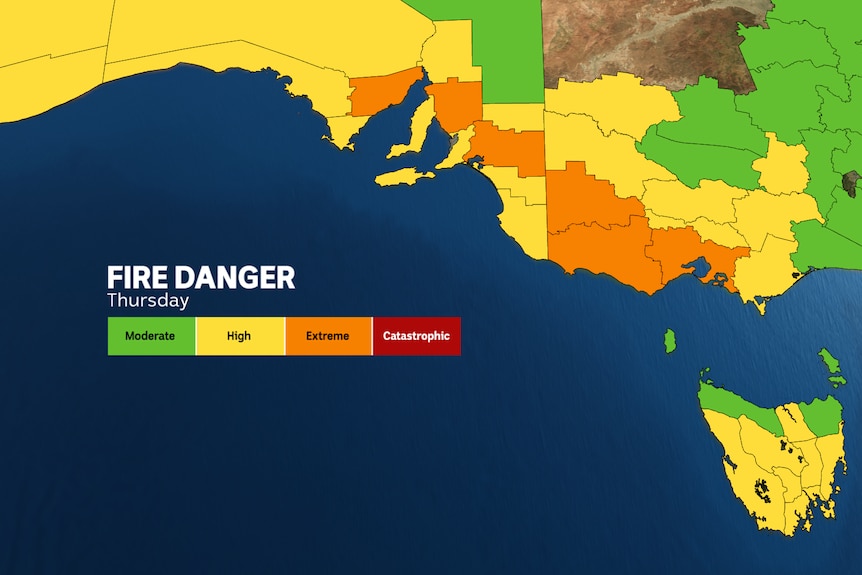 Map showing fire danger in Australia