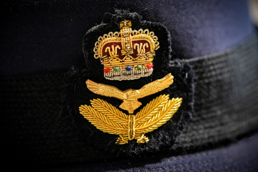 Close up of an Air Force uniform hat