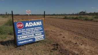 Adani signage for Carmichael mine in central Queensland