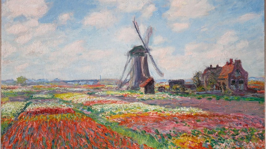 Monet's1886 painting of a tulip field in Holland.