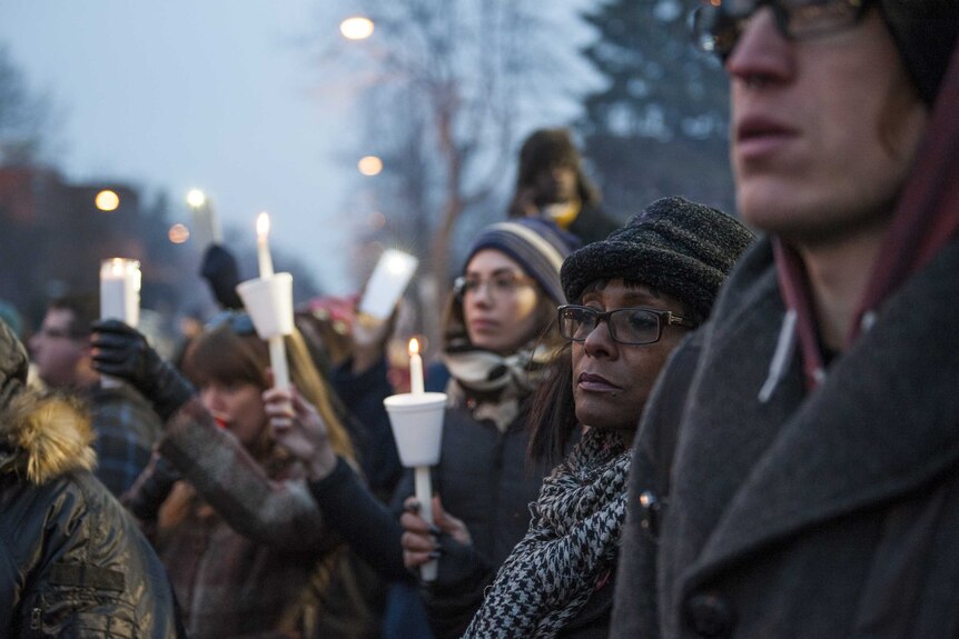 People gather at a Black Lives matter protest in Minneapolis