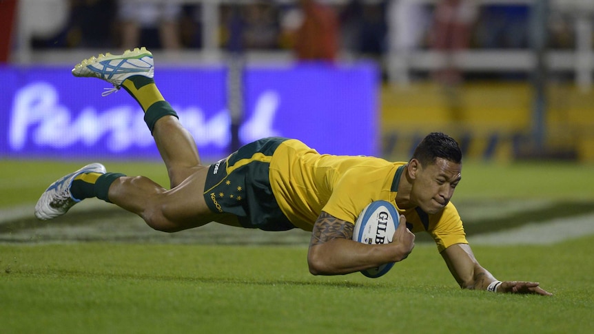 Israel Folau scores against Argentina