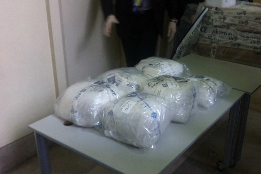 A quantity of methamphetamine seized in Melbourne on July 31, 2014.jpg