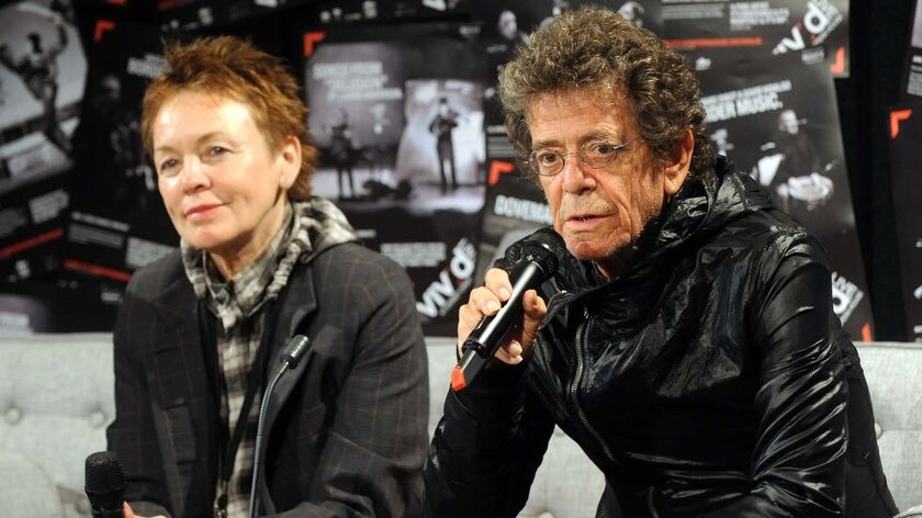 Lou Reed with his wife, experimental performance artist Laurie Anderson, in Sydney in 2010.