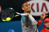 Outstanding prospect ... Nick Kyrgios plays a forehand return against Benoit Paire