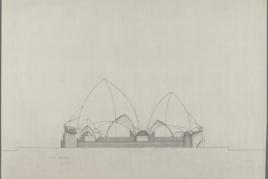 Design of Sydney Opera House on paper