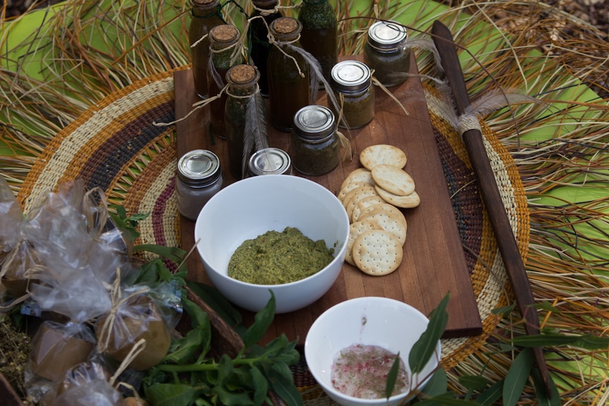 Pesto and toffee made from bush foods