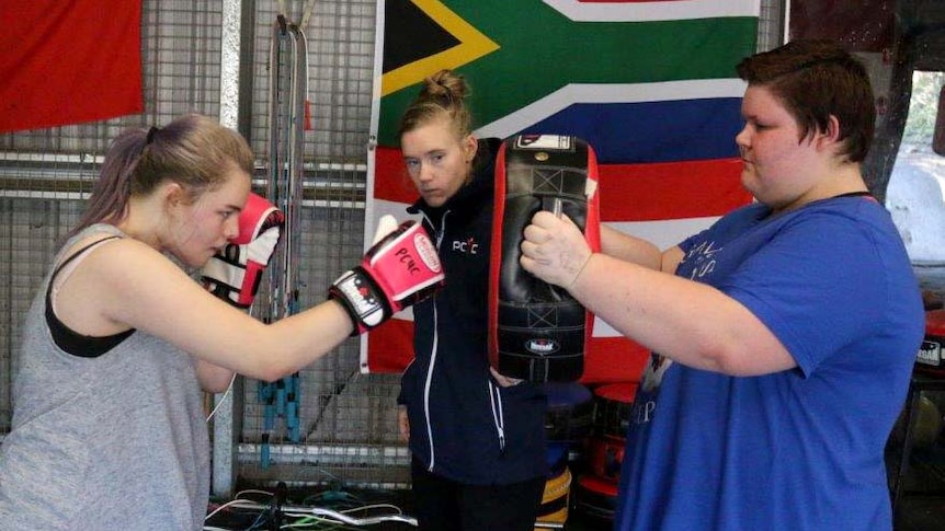 Tyler Dowsett during a boxing training session.