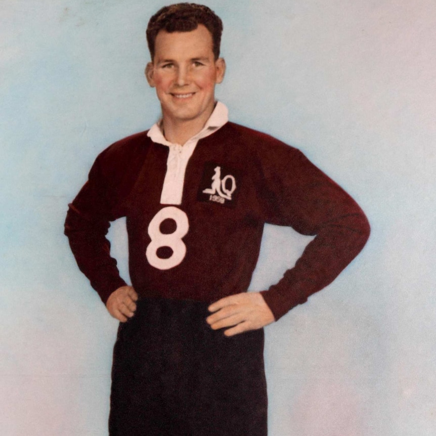 Coloured photo of young man in football gear