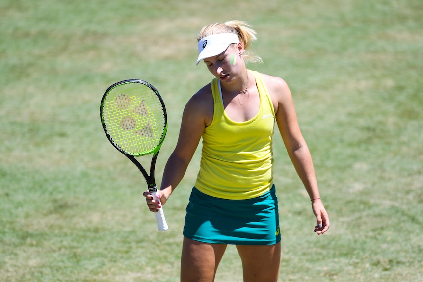 Daria Gavrilova looks on during Fed Cup loss