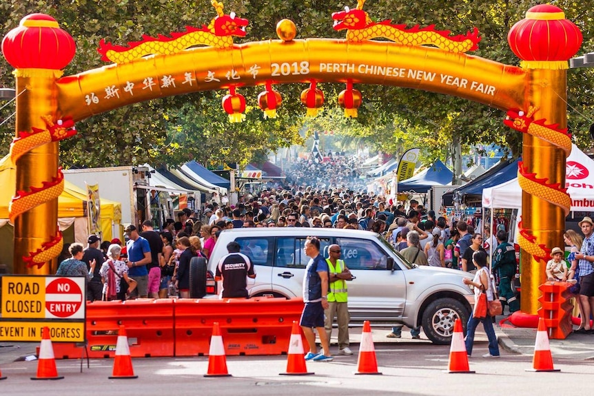 Large crowds gather in the city of Perth.