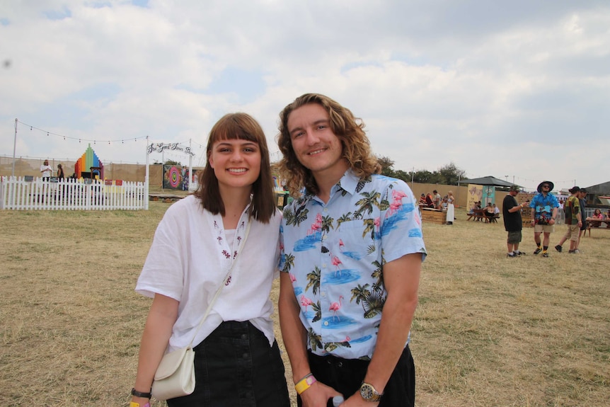 Heidi Southwell and Elyh Devine at the final Party in the Paddock Festival at White Hills in northern Tasmania.