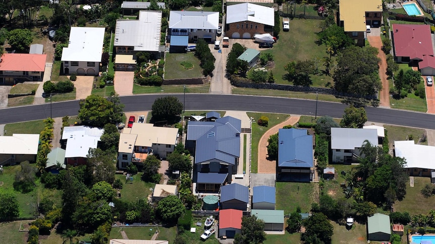 Aerial shot of a residential are in Gladstone, in central Queensland.