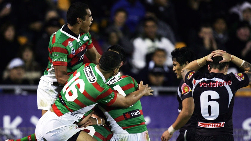 Rabbitohs rejoice... Souths won their first match against the Warriors since 1999.