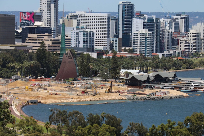 Work on Elizabeth Quay as seen from Kings Park Dec 2014