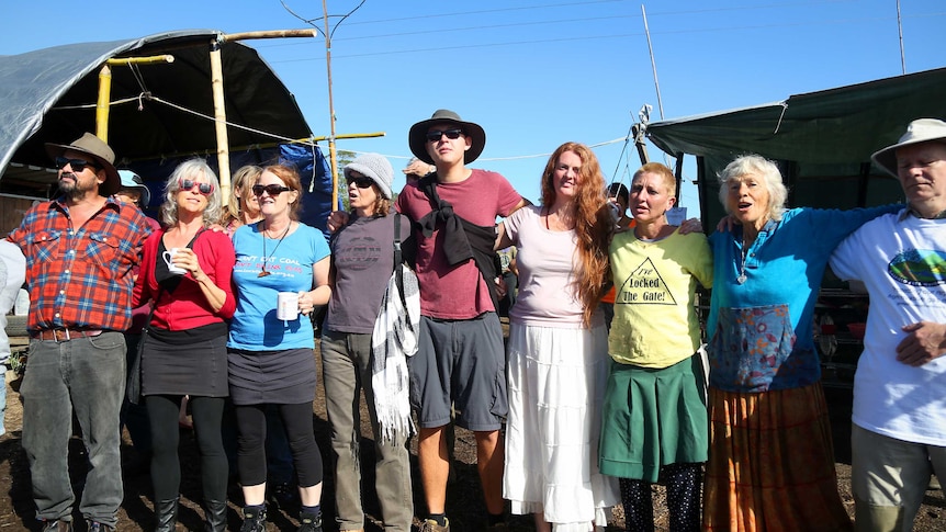 Protesters at Metgasco's Bentley site celebrating suspension of gas drilling