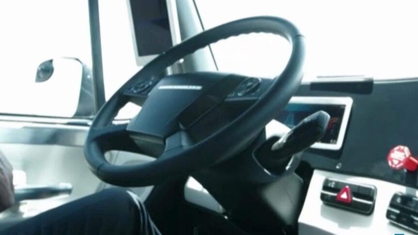 Steering wheel of self-driving truck