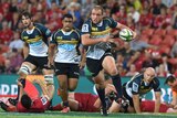 Brumbies prop Ben Alexander with the ball against the Reds at Lang Park on March 14, 2015.