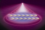 Artist's conception showing atoms being pushed by laser light.