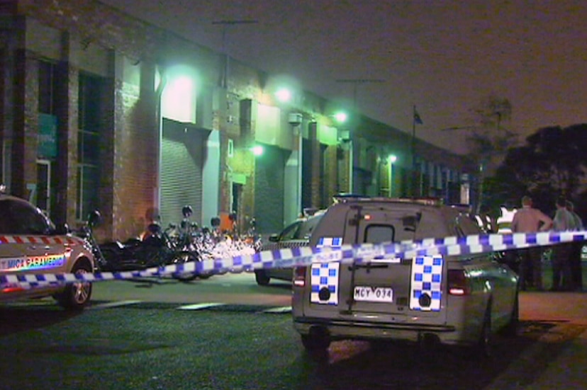 Police investigate a shooting outside the Bros clubhouse in Campbell Street, Yarraville.
