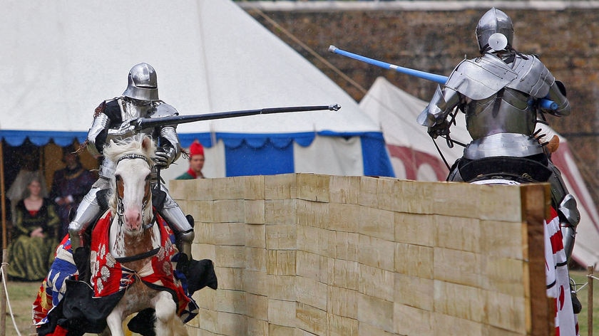 Freak accident: Knights jousting at a medieval tournament (file photo).