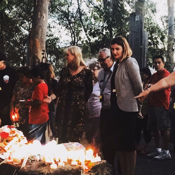 Supporters at a candlelight vigil held for Queenie Xu.