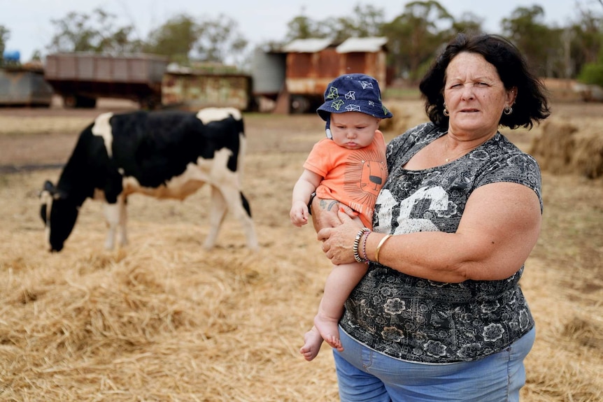 Phyllis Stevenson holding grandson Arlo