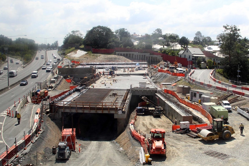 Construction at the Kelvin Grove end of Legacy Way.