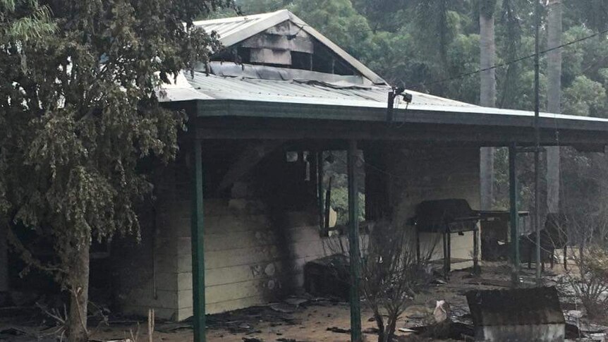 The burnt-out remains of a house in Yarloop