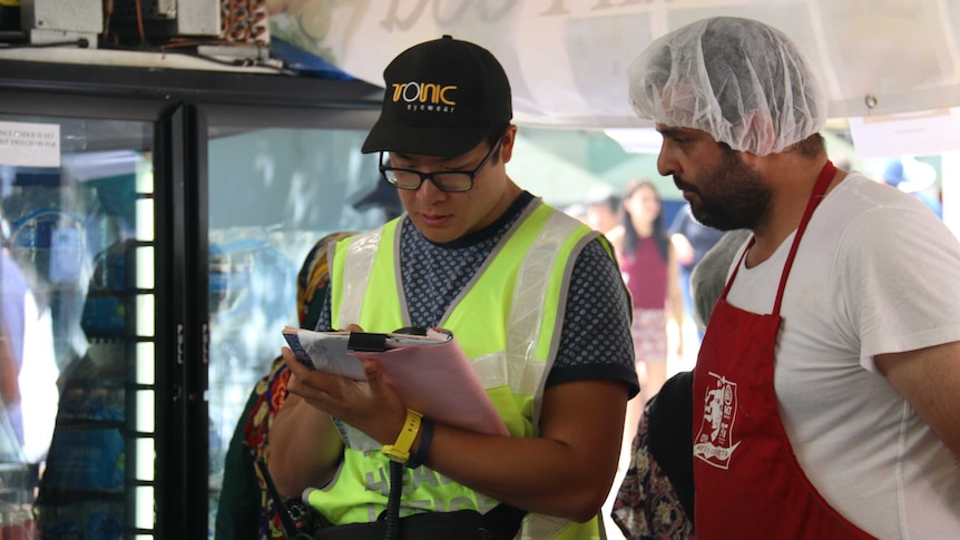 Food safety inspectors were out in force checking all the stalls at the National Multicultural Festival.