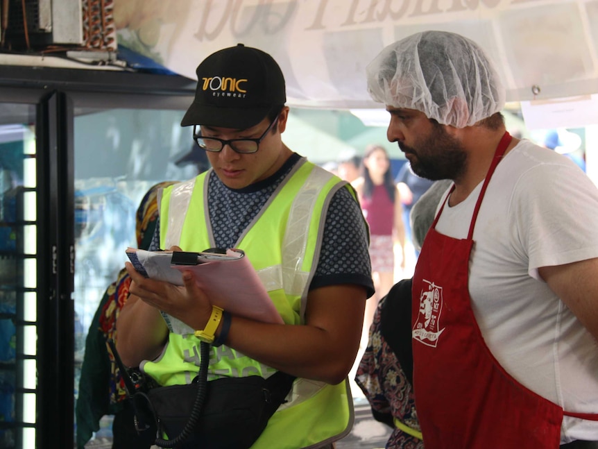 Food safety inspectors were out in force checking all the stalls at the National Multicultural Festival.