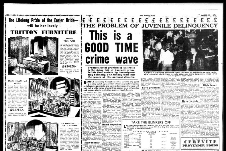Image of a 1954 newspaper