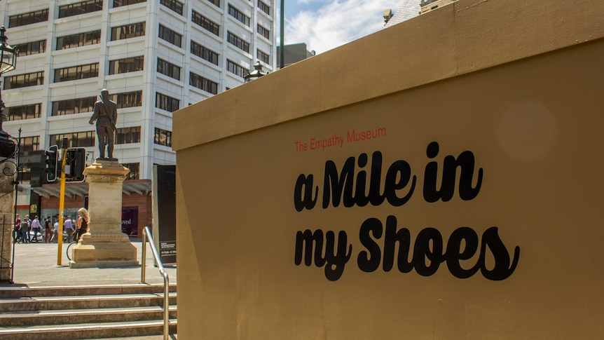 A Mile in My Shoes operates from a a giant shoebox in Stirling Gardens. February 18, 2016.