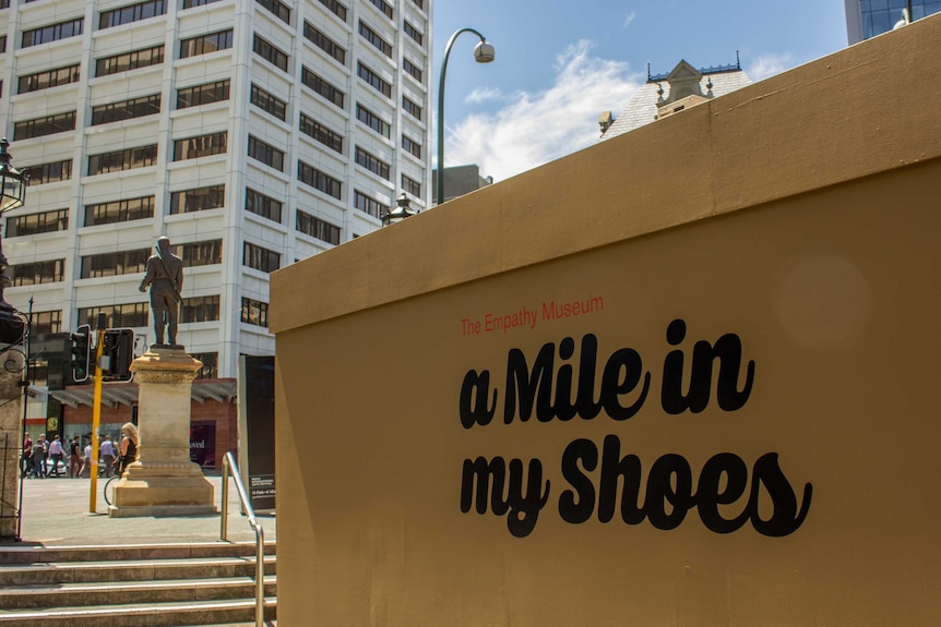 A Mile in My Shoes operates from a a giant shoebox in Stirling Gardens. February 18, 2016.