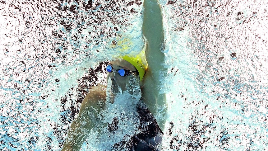 An underwater shot of Cate Campbell swimming through the water