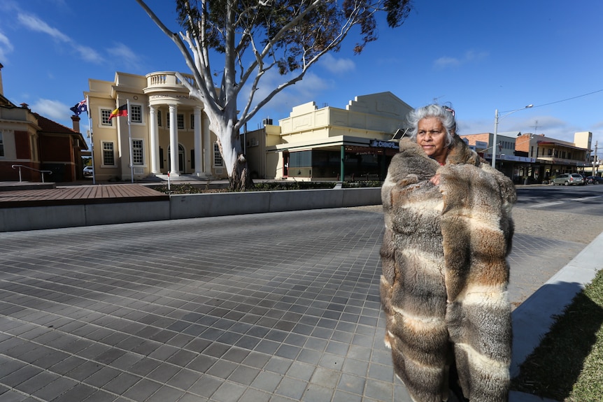 Esther Kirby in the main street of Kerang.