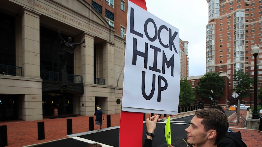 Throughout the trial, Mr Manafort was greeted at the courthouse with chants of "lock him up".