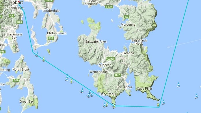 Tracker showing progress of Sydney to Hobart fleet on December 29, 2016.