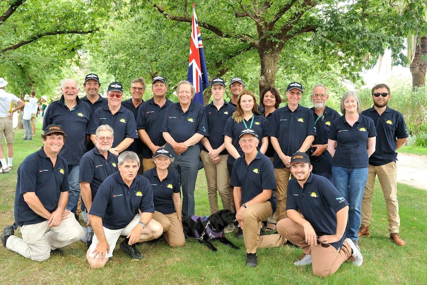 The Australian team grabs a photo together at the stare of the World Gliding Championships