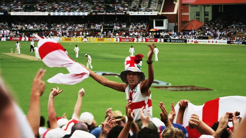 Passionate supporters...the Barmy Army gets amongst it at the Adelaide Oval in 2006.