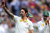 Mitchell Johnson takes his fifth wicket for the innings in the 2013 Boxing Day Ashes Test.