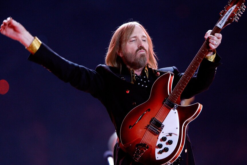 Tom Petty performs during the Super Bowl.