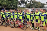 Cyclists taking part in the 1,500 km Tour De Legacy charity ride from Canberra to Adelaide.