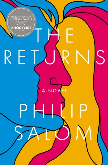 Book cover for Philip Salom's The Returns, line drawings of two faces overlapping