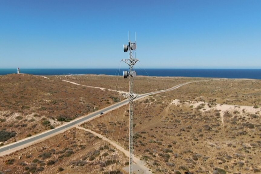 A mobile phone tower in the Gascoyne landscape