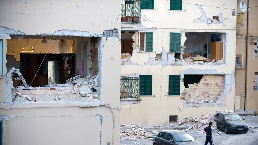 Earthquake shattered buildings